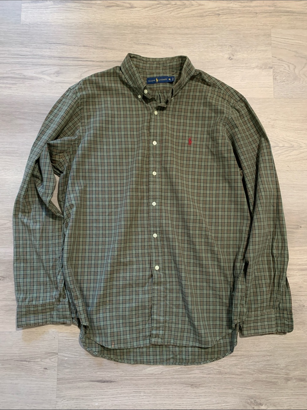 Polo by Ralph Lauren Olive Green Plaid Button-Down Shirt XL